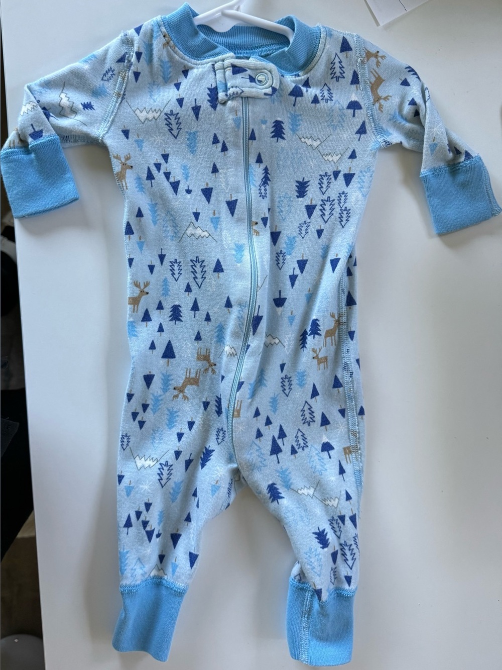 Hanna Andersson Baby Blue Forest Print One-Piece Pajamas, 0-6 months
